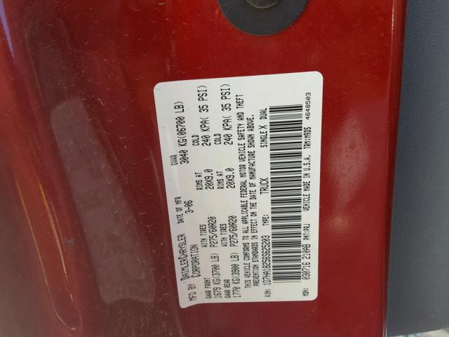 1D7HA18256S625203 - 2006 DODGE RAM 1500 S RED photo 10