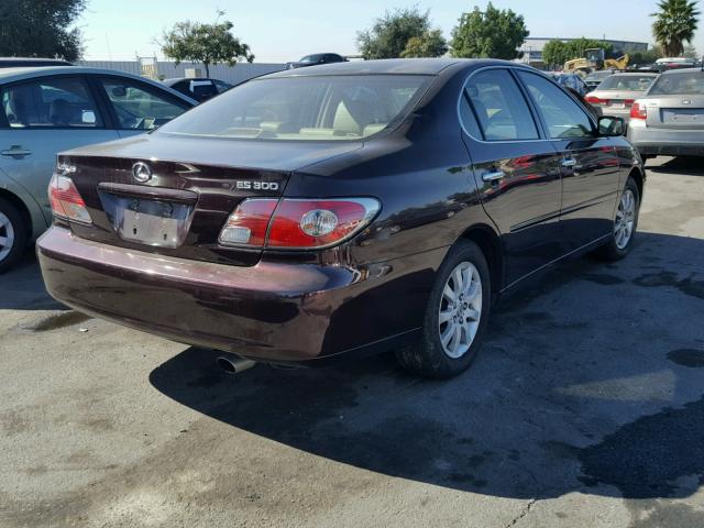 JTHBF30G230118690 - 2003 LEXUS ES 300 MAROON photo 4