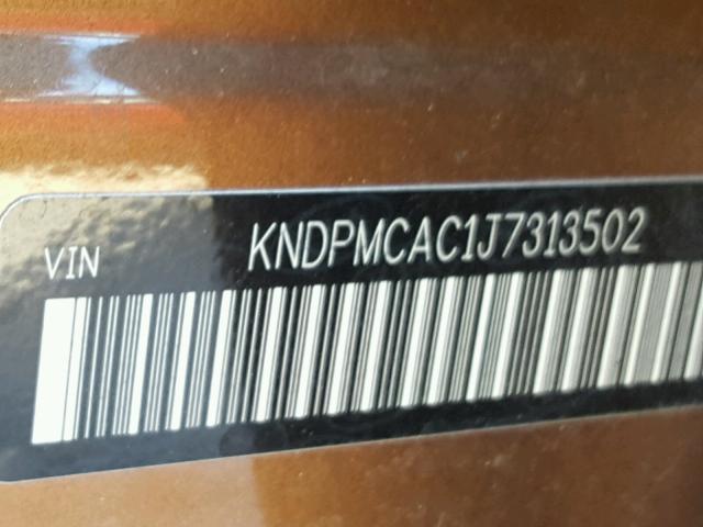 KNDPMCAC1J7313502 - 2018 KIA SPORTAGE L BROWN photo 10