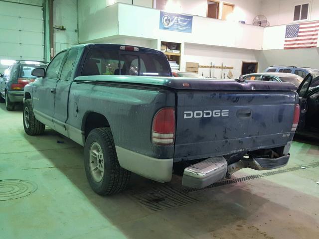 1B7GL22X7YS620954 - 2000 DODGE DAKOTA BLUE photo 3