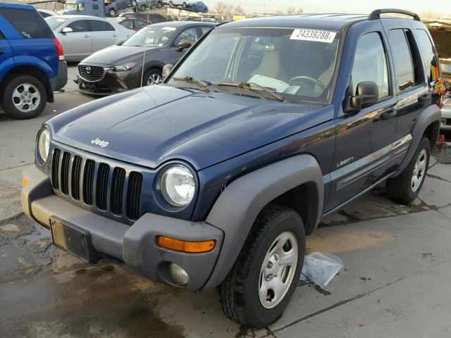 1J4GL48K44W321510 - 2004 JEEP LIBERTY SP BLUE photo 2