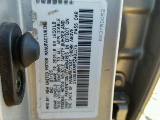 5Y2SL63855Z481175 - 2005 PONTIAC VIBE SILVER photo 10