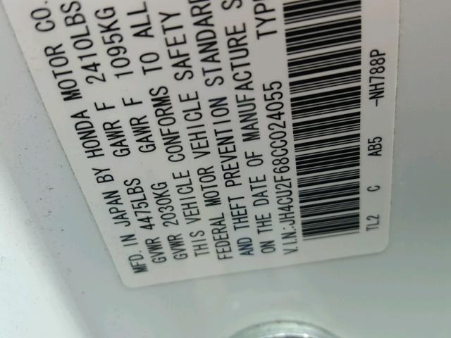 JH4CU2F68CC024055 - 2012 ACURA TSX TECH WHITE photo 10