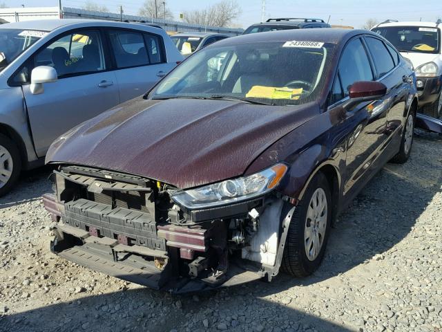 3FA6P0G75DR363074 - 2013 FORD FUSION S BURGUNDY photo 2