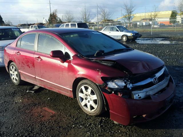 19XFA16519E001386 - 2009 HONDA CIVIC LX RED photo 1