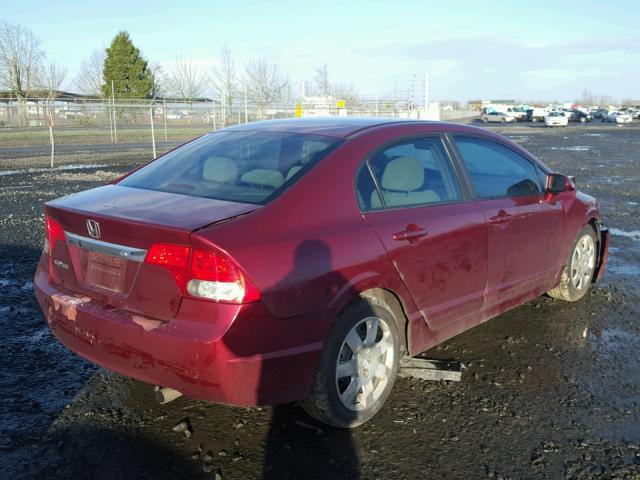 19XFA16519E001386 - 2009 HONDA CIVIC LX RED photo 4