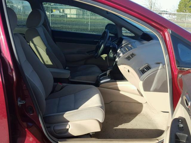 19XFA16519E001386 - 2009 HONDA CIVIC LX RED photo 5