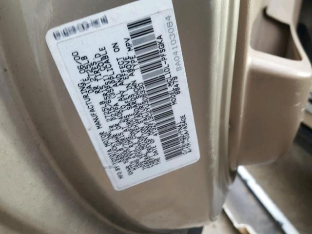 4T3ZF13C2YU308330 - 2000 TOYOTA SIENNA LE GOLD photo 10