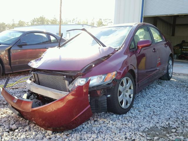 1HGFA16516L101329 - 2006 HONDA CIVIC LX RED photo 2