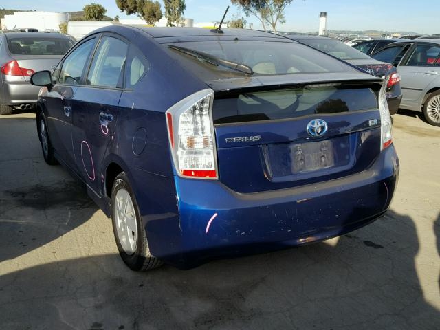 JTDKN3DU0A1301985 - 2010 TOYOTA PRIUS BLUE photo 3