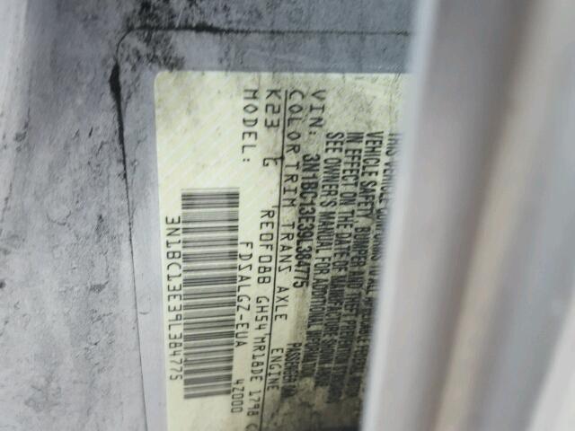 3N1BC13E39L384775 - 2009 NISSAN VERSA S SILVER photo 10