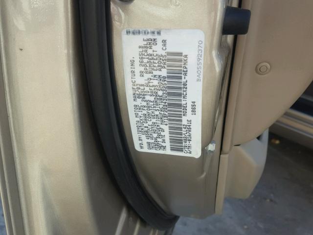 4T1BF28B43U332590 - 2003 TOYOTA AVALON XL BEIGE photo 10