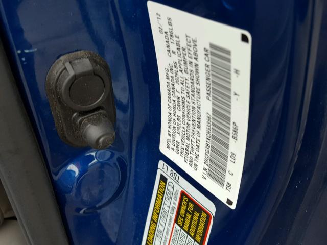 2HGFG3B1XCH533567 - 2012 HONDA CIVIC EXL BLUE photo 10