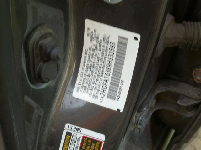 2HGFA16389H533593 - 2009 HONDA CIVIC VP GRAY photo 10