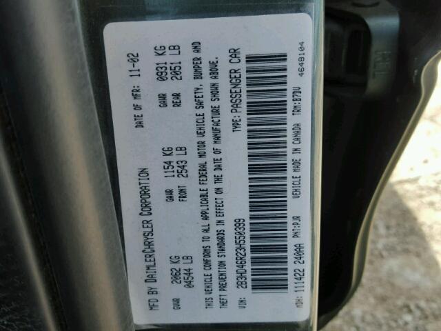 2B3HD46R23H550399 - 2003 DODGE INTREPID S ნაცრისფერი ფოტო 10