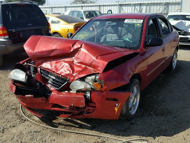 KMHDN46D65U970452 - 2005 HYUNDAI ELANTRA GL RED photo 2