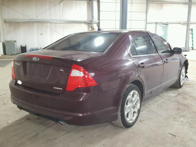 3FAHP0HG3BR338422 - 2011 FORD FUSION SE BURGUNDY photo 4