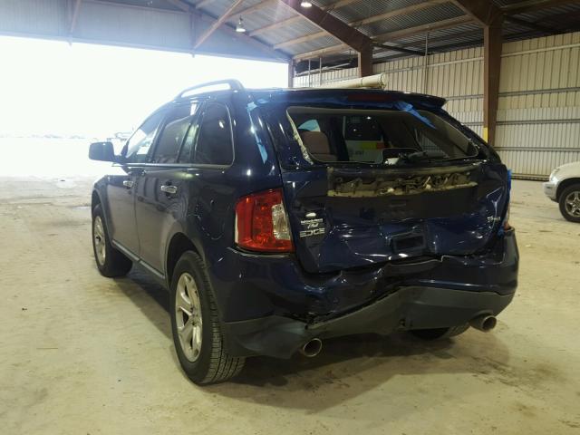 2FMDK3JC2BBA67749 - 2011 FORD EDGE SEL BLUE photo 3