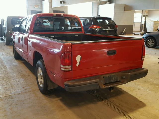 1B7GL22XXXS240859 - 1999 DODGE DAKOTA RED photo 3