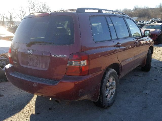 JTEEP21A040026667 - 2004 TOYOTA HIGHLANDER RED photo 4