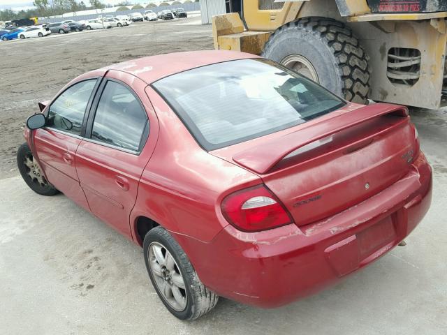 1B3ES56C65D258510 - 2005 DODGE NEON SXT RED photo 3