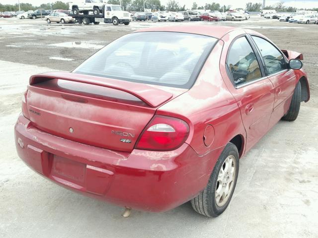 1B3ES56C65D258510 - 2005 DODGE NEON SXT RED photo 4