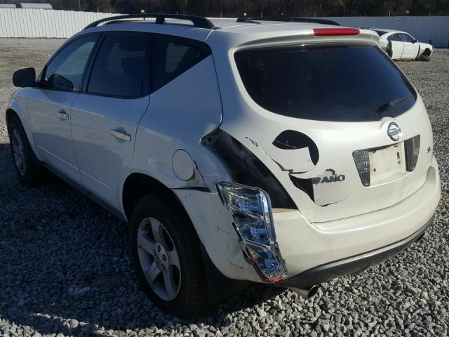 JN8AZ08T15W328805 - 2005 NISSAN MURANO SL WHITE photo 3