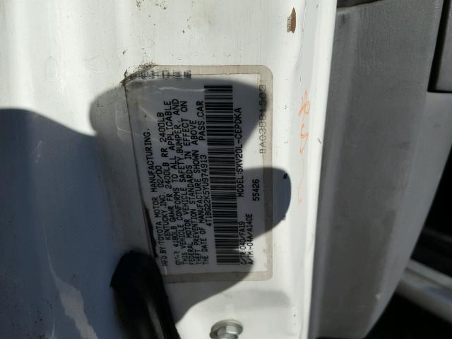 4T1BG22K8YU925821 - 2000 TOYOTA CAMRY CE WHITE photo 10