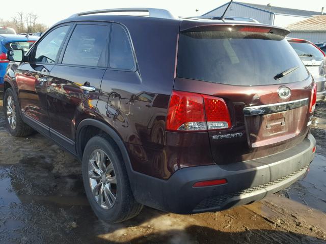 5XYKUDA22BG039979 - 2011 KIA SORENTO EX BURGUNDY photo 3