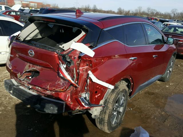 5N1AZ2MH9HN124588 - 2017 NISSAN MURANO S RED photo 4