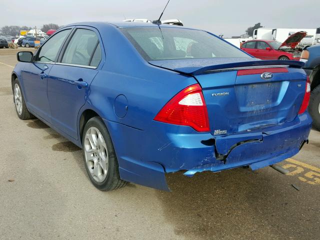 3FAHP0HA4BR274094 - 2011 FORD FUSION SE BLUE photo 3