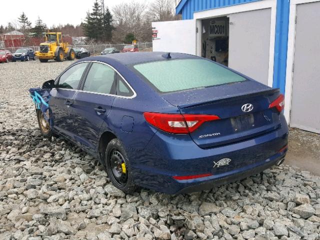 5NPE24AF2FH025133 - 2015 HYUNDAI SONATA SE BLUE photo 3