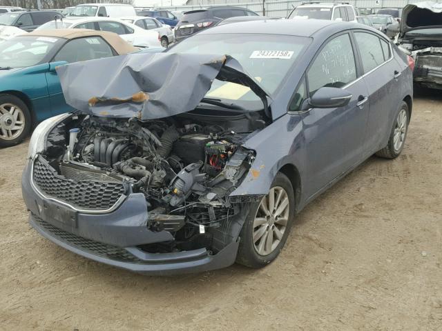 KNAFX4A85E5057884 - 2014 KIA FORTE EX BLUE photo 2