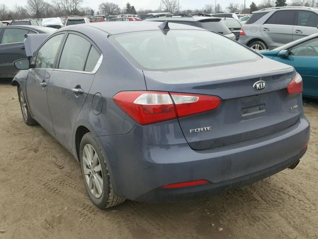 KNAFX4A85E5057884 - 2014 KIA FORTE EX BLUE photo 3