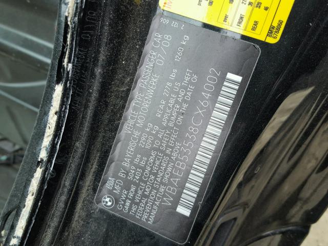 WBAEB53538CX64002 - 2008 BMW 650 I Qara foto 10