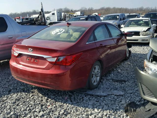 5NPEB4AC8DH694168 - 2013 HYUNDAI SONATA GLS BURGUNDY photo 4