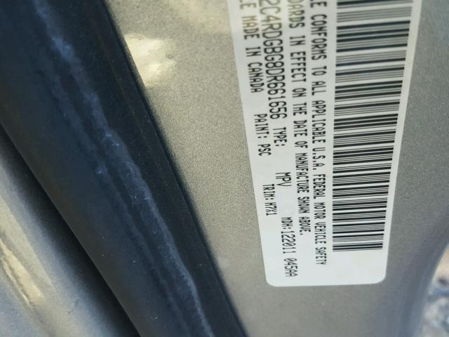 2C4RDGBG8DR661656 - 2013 DODGE GRAND CARA SILVER photo 10