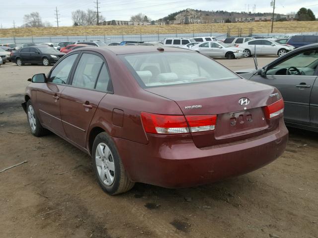 5NPET46C18H384214 - 2008 HYUNDAI SONATA GLS MAROON photo 3