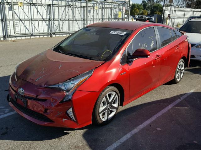 JTDKARFU6G3521804 - 2016 TOYOTA PRIUS RED photo 2