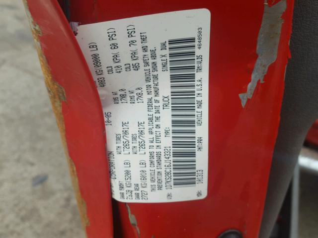 1D7KS28C16J143321 - 2006 DODGE RAM 2500 S RED photo 10