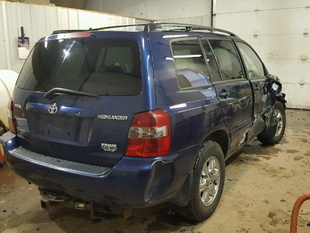 JTEEP21A740039075 - 2004 TOYOTA HIGHLANDER BLUE photo 4