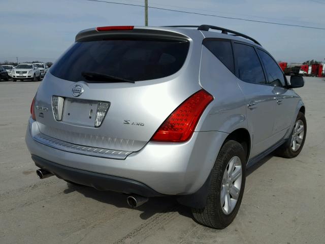 JN8AZ08W57W648366 - 2007 NISSAN MURANO SL SILVER photo 4