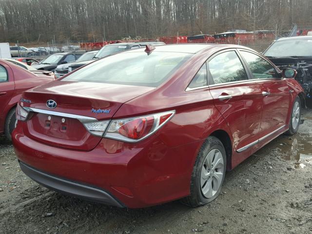 KMHEC4A47EA117772 - 2014 HYUNDAI SONATA HYB RED photo 4