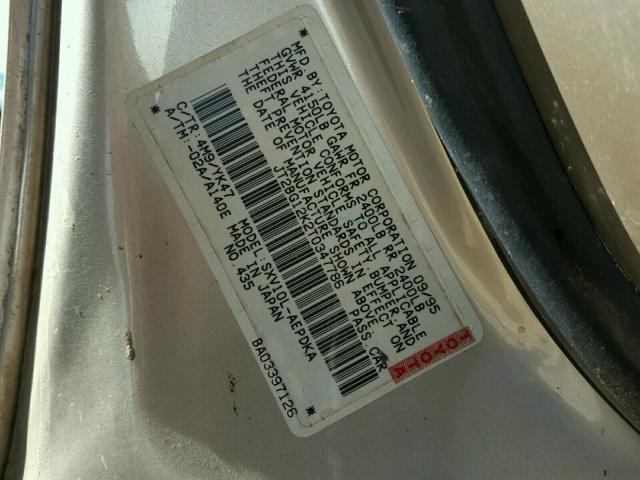 JT2BG12K2T0347786 - 1996 TOYOTA CAMRY DX SILVER photo 10