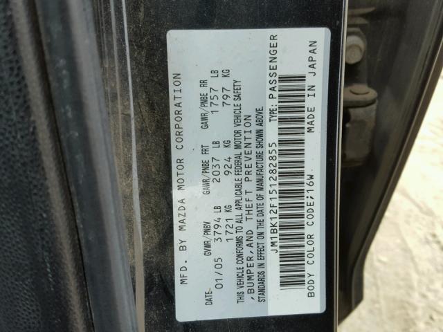 JM1BK12F151282855 - 2005 MAZDA 3 I BLACK photo 10