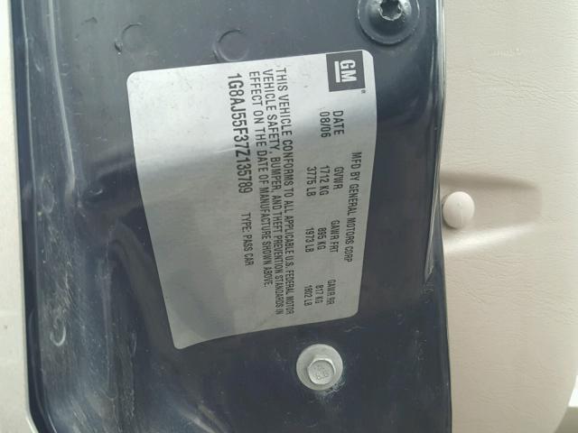 1G8AJ55F37Z135789 - 2007 SATURN ION LEVEL GOLD photo 10