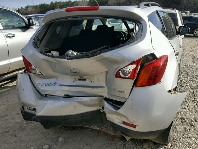 JN8AZ18W89W136870 - 2009 NISSAN MURANO S SILVER photo 9