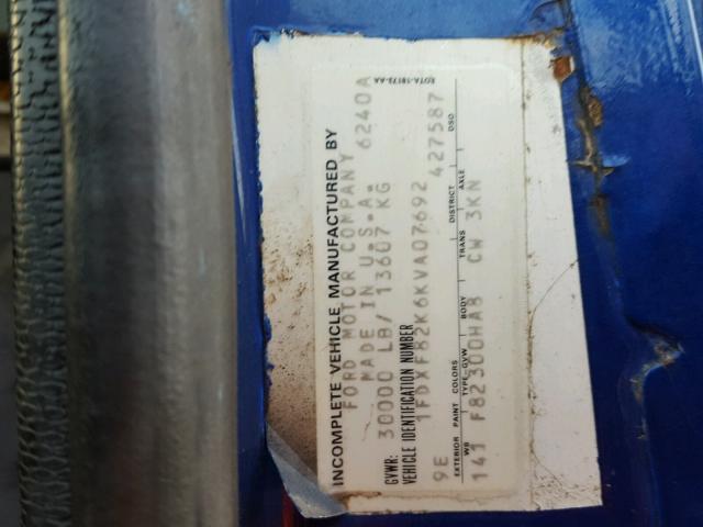 1FDXF82K6KVA07692 - 1989 FORD F800 BLUE photo 10