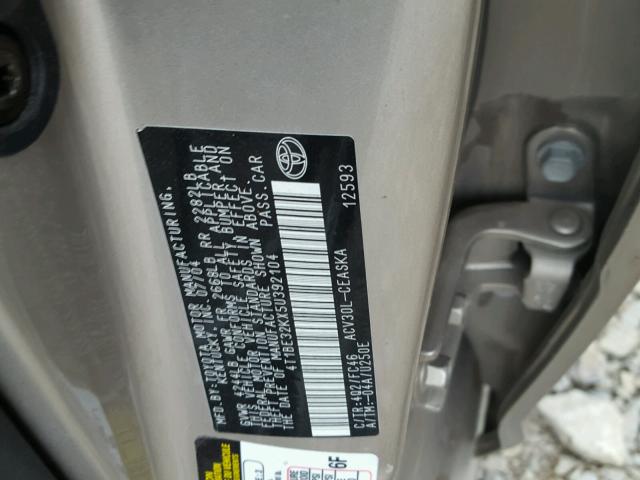 4T1BE32KX5U392104 - 2005 TOYOTA CAMRY LE BEIGE photo 10