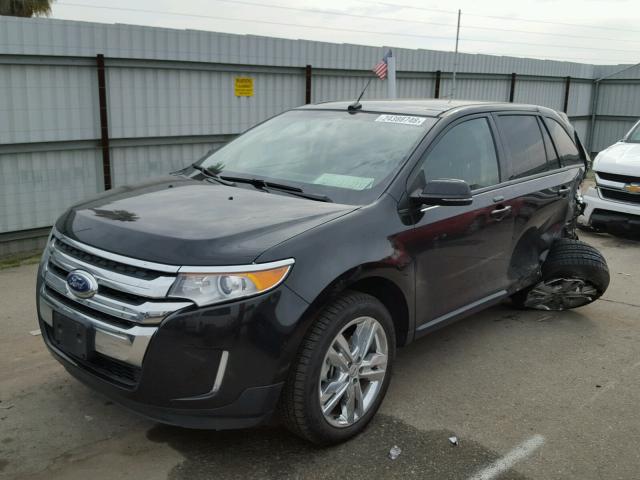 2FMDK4JC4EBA07417 - 2014 FORD EDGE SEL BLACK photo 2